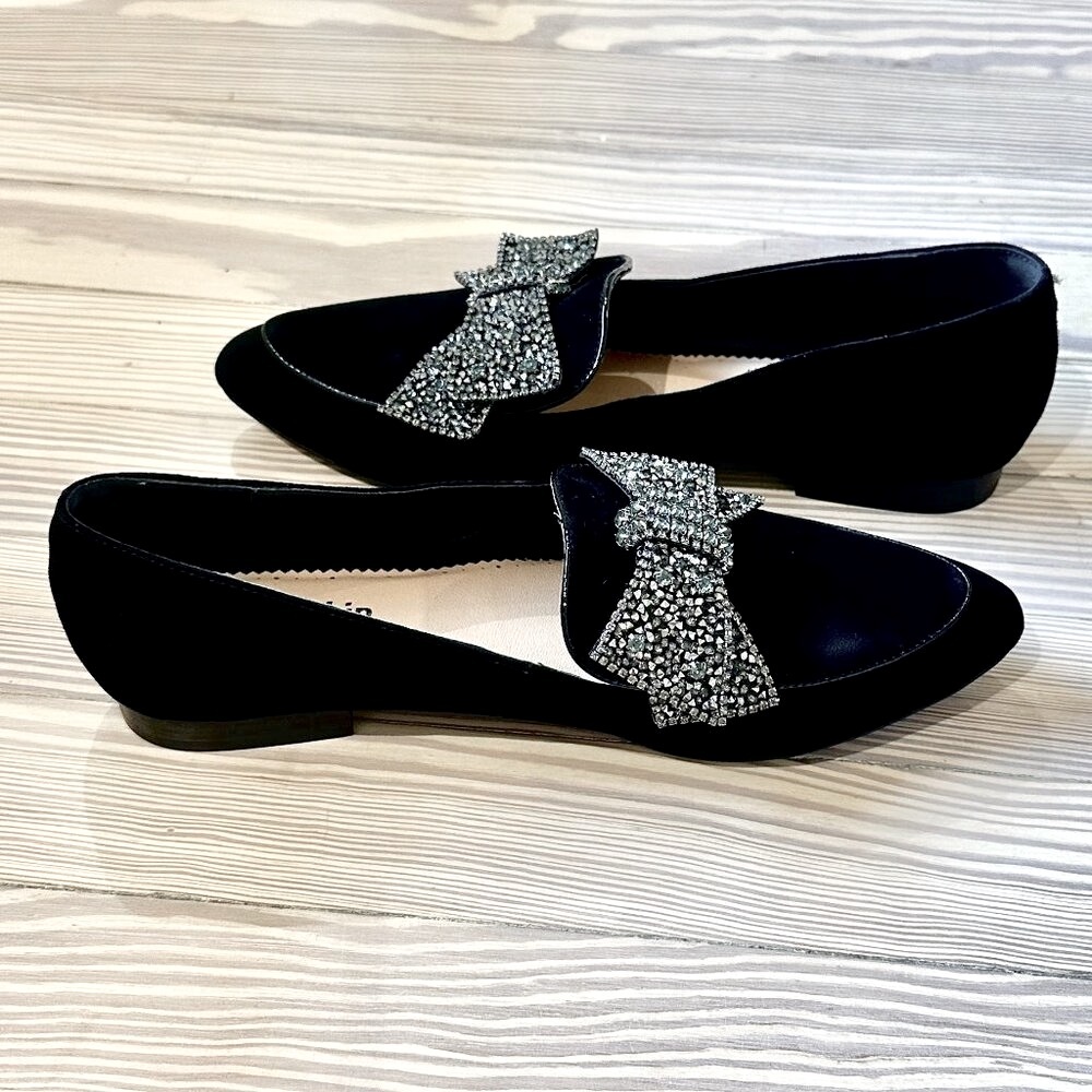 Faryl Robin from Anthropologie Black Flat Suede Leather Loafers.Size 10.NWOT